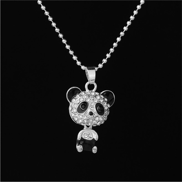 Cute PandaWith Flash Diamond Necklace Trendy Clavicle Chain Temperament Hanging - Picture 4 of 5